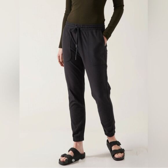 Athleta Farallon Joggers Black Jogger Pants Sweatpants Size 6 - Picture 1 of 7